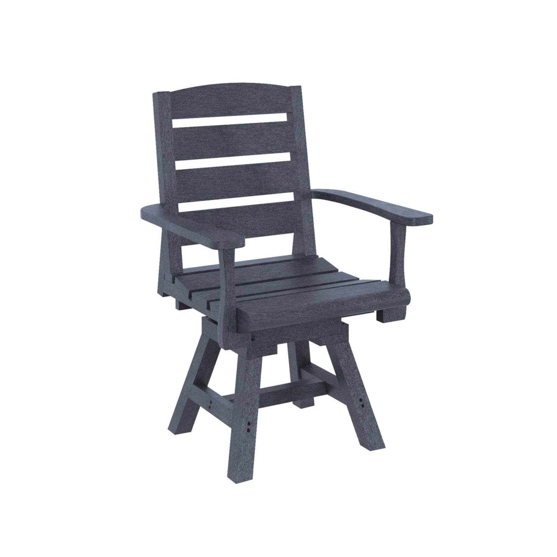 CR Plastic, Napa Dining Swivel Arm Chair, Slate Grey Finish 12043728