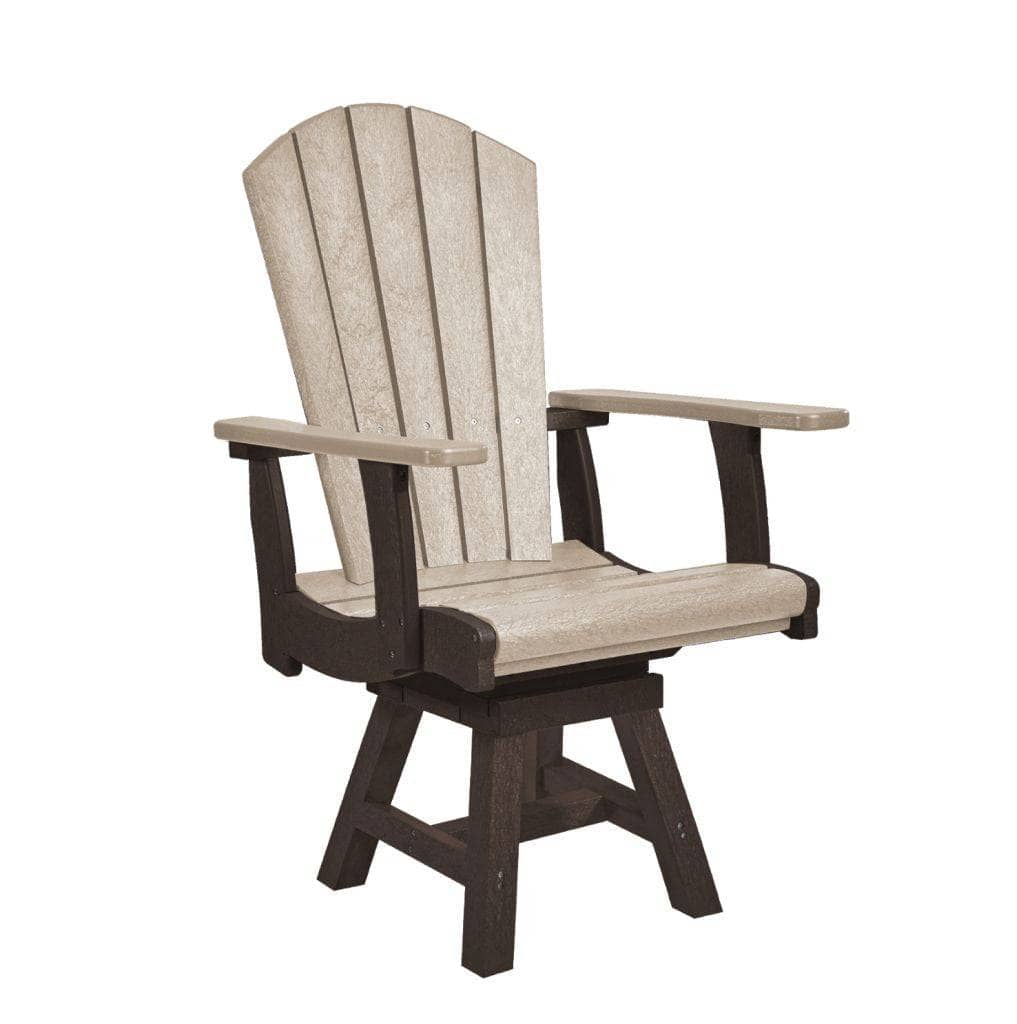 CR Plastics, Addy Swivel Dining Arm Chair, Two Tone, Beige and Chocolate Finish 12043714