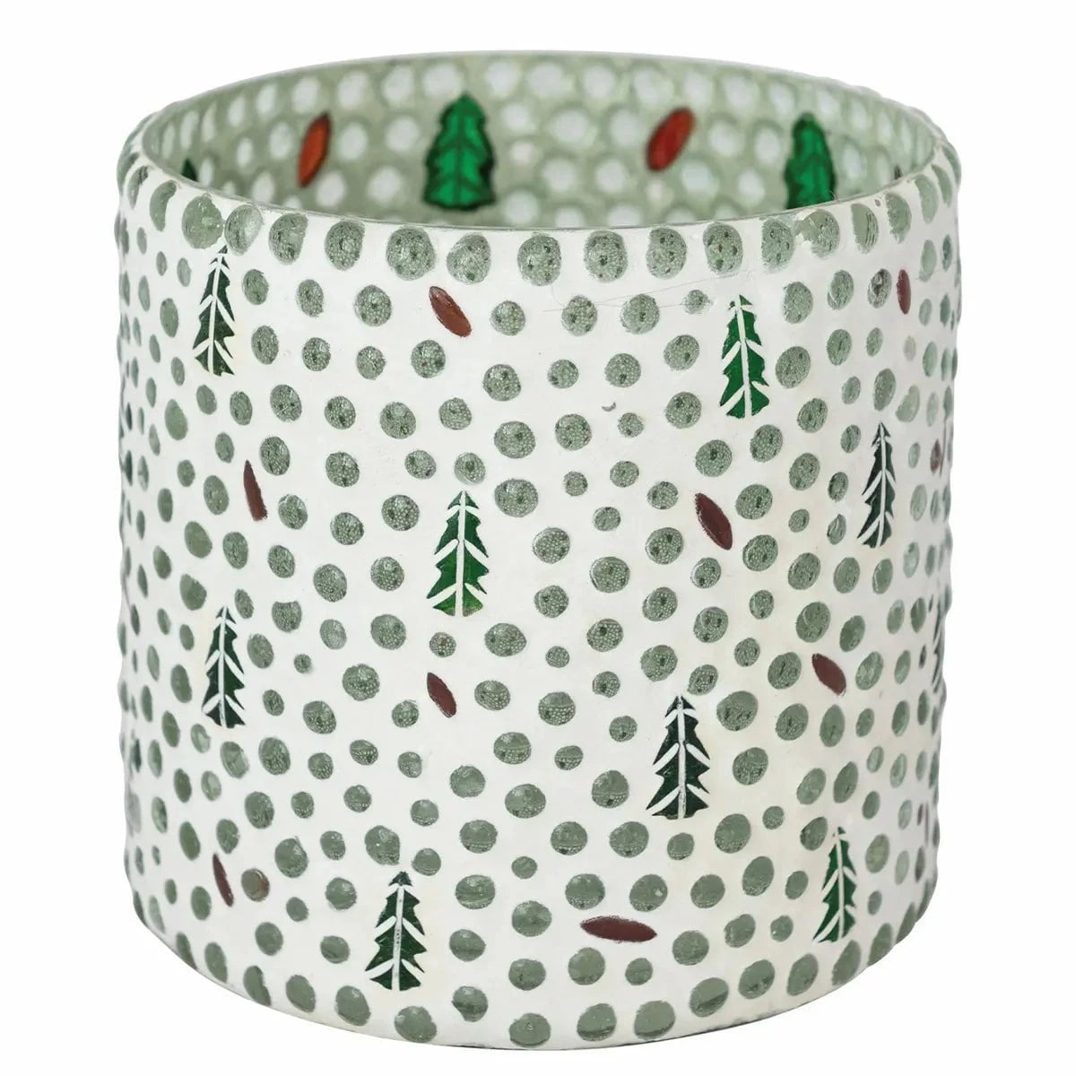 Creative Co-Op Glass Mosaic Tealight Votive Holder with Trees Candle Holders 12047825