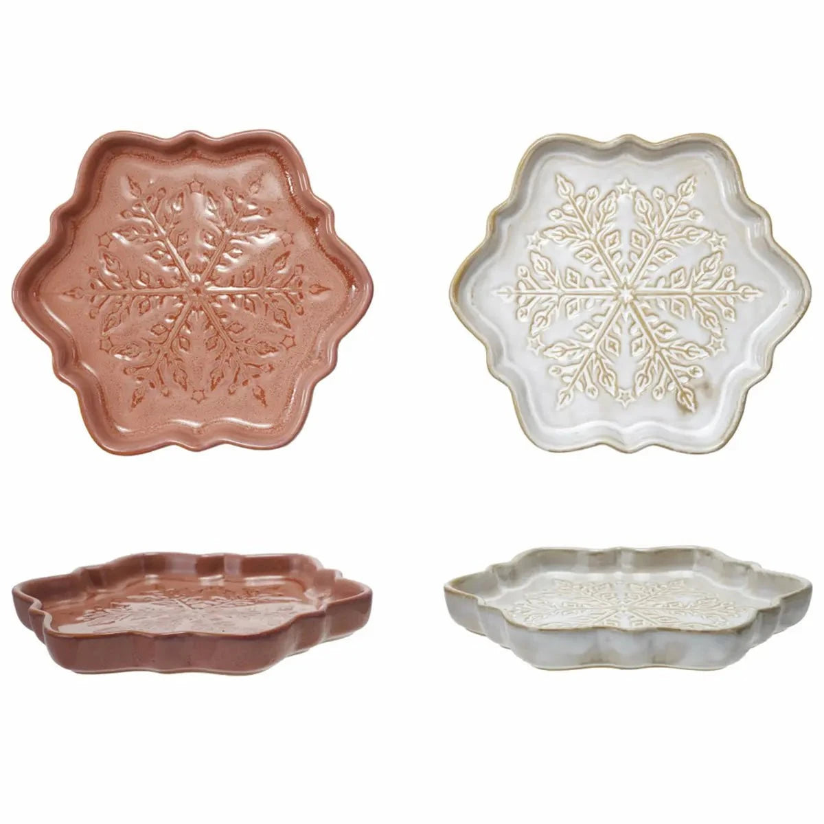 Creative Co-op Stoneware Snowflake Shaped Plate Plates