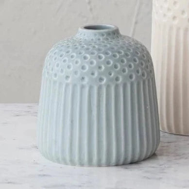 Debossed Stoneware Vases with Matte Glaze