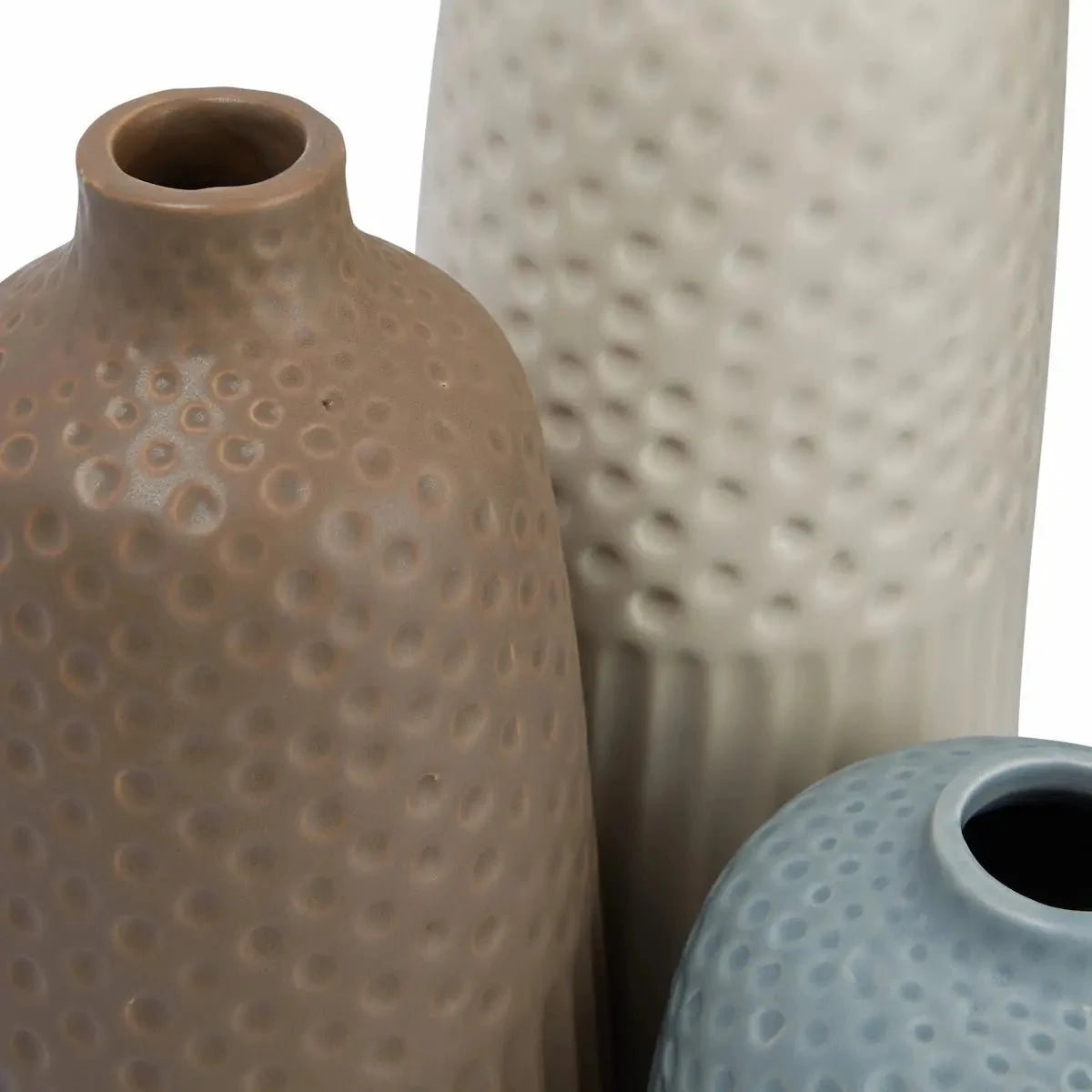 Debossed Stoneware Vases with Matte Glaze Vases