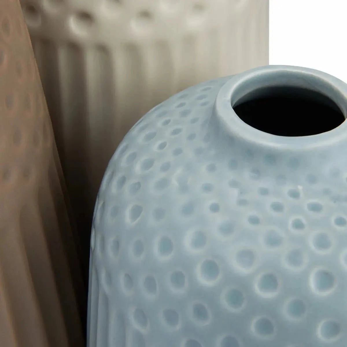 Debossed Stoneware Vases with Matte Glaze Vases