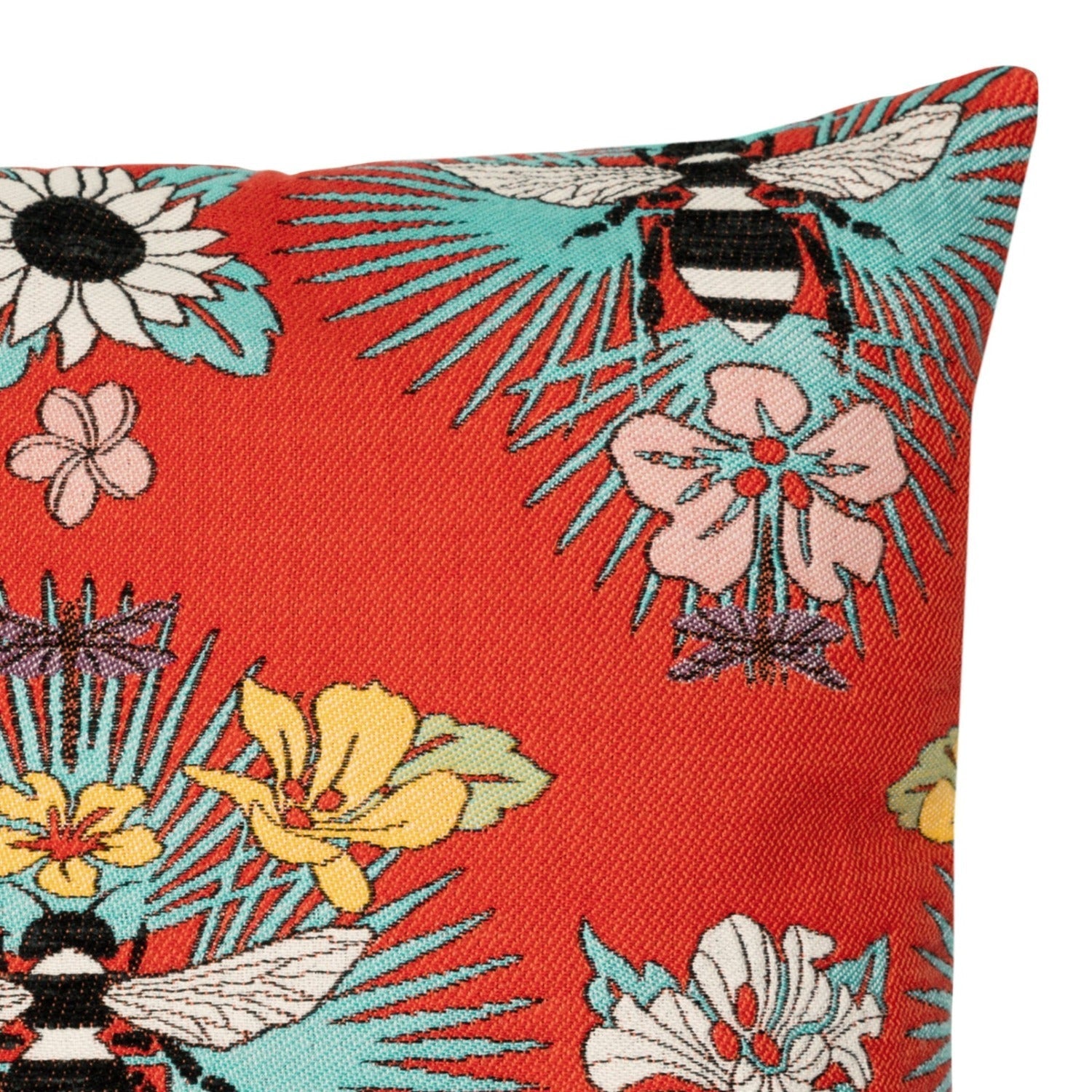 Elaine Smith Tropical Bee Red 22 inch Square Pillow