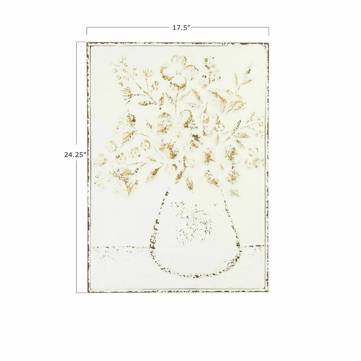 Embossed Metal Wall Decor - Flowers in Vase Decor 12034506