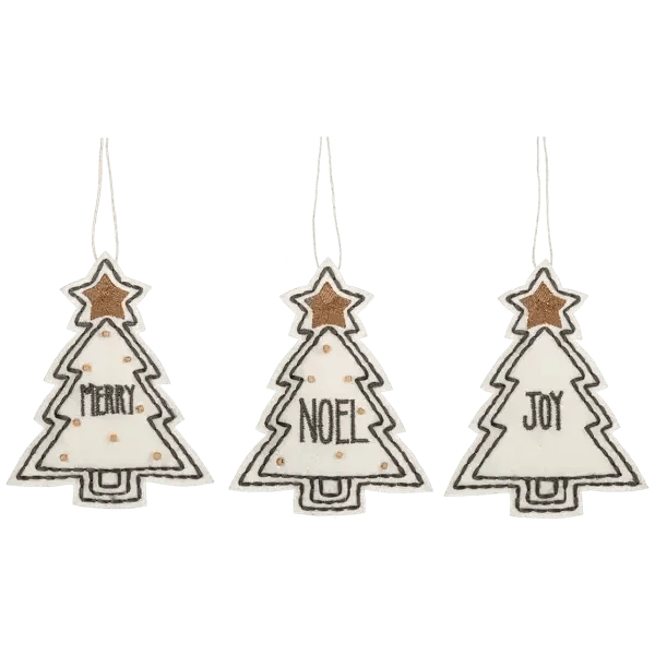 Embroidered Holiday Tree with Star Ornaments Holiday Ornaments