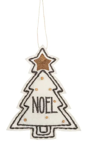Embroidered Holiday Tree with Star Ornaments Holiday Ornaments