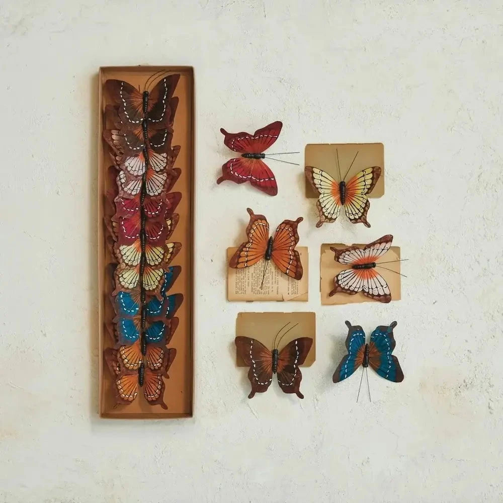 Fabric Butterfly Clip-on Ornaments, Boxed Set of 12 Seasonal & Holiday Decorations 12044812