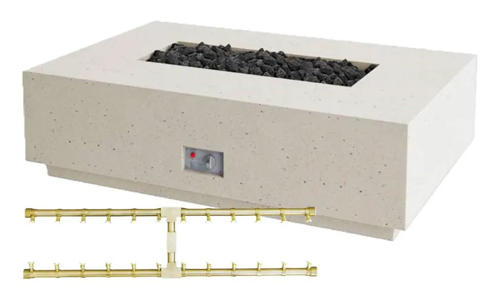 FireGear Sanctuary 1 Rectangular 56" Fire Table in Arctic White Fire Pits Pro Series Burner / Natural Gas / Match Throw (MT) 12045195