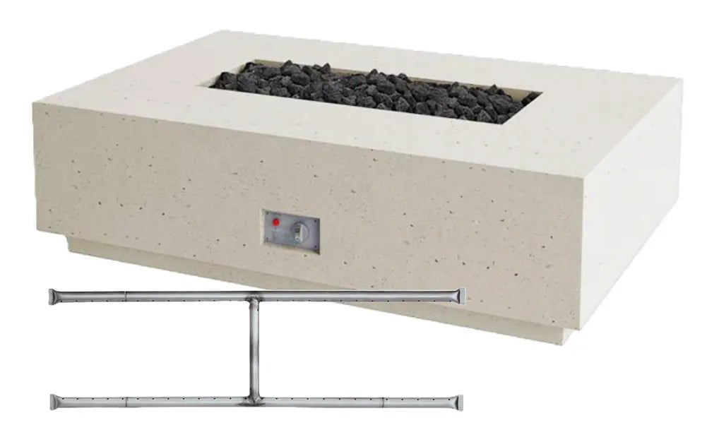 FireGear Sanctuary 1 Rectangular 56 inch Fire Table in Arctic White Fire Pits Stainless Steel Burner / Natural Gas / Match Throw (MT) 12045196