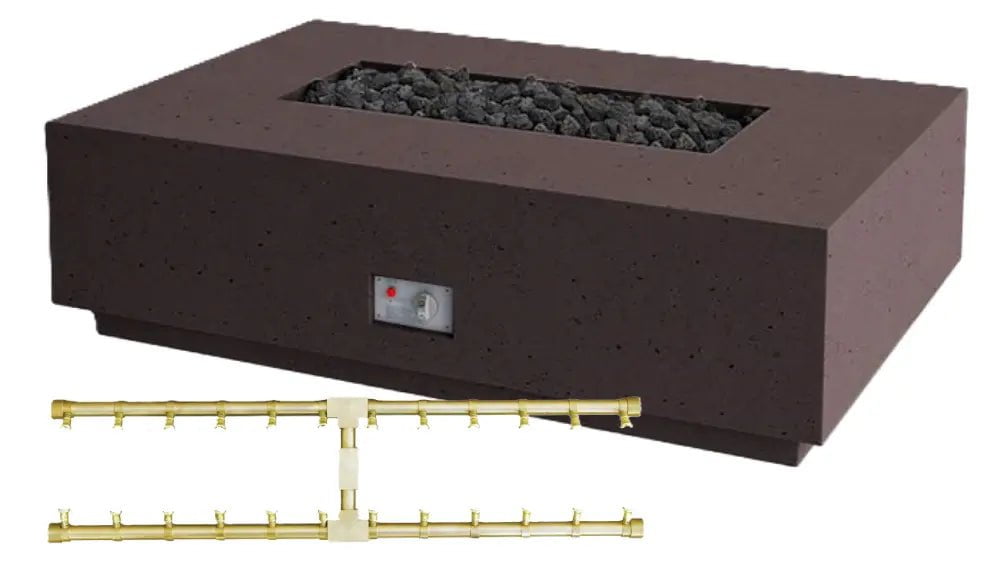FireGear Sanctuary 1 Rectangular 56" Fire Table in Chocolate Fire Pits Pro Series Burner / Natural Gas / Match Throw (MT) 12045532