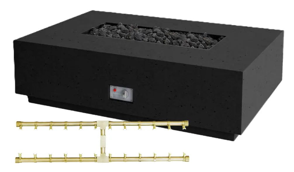 FireGear Sanctuary 1 Rectangular 56 inch Fire Table in Raven Black Fire Pits Pro Series Burner / Natural Gas / Match Throw (MT) 12045335