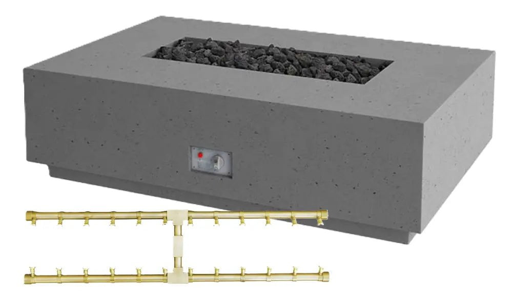 FireGear Sanctuary 1 Rectangular 56" Fire Table in Slate Grey Fire Pits Pro Series Burner / Natural Gas / Match Throw (MT) 12045299