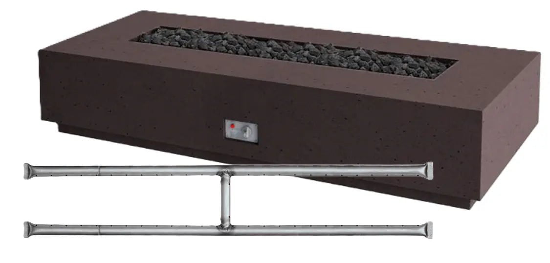 FireGear Sanctuary 1 Rectangular 76 inch Fire Table in Chocolate Brown Fire Pits Stainless Steel Burner / Natural Gas / Match Throw (MT) 12045577