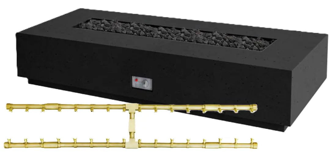 FireGear Sanctuary 1 Rectangular 76" Fire Table in Raven Black Fire Pits Pro Series Burner / Natural Gas / Match Throw (MT) 12045558