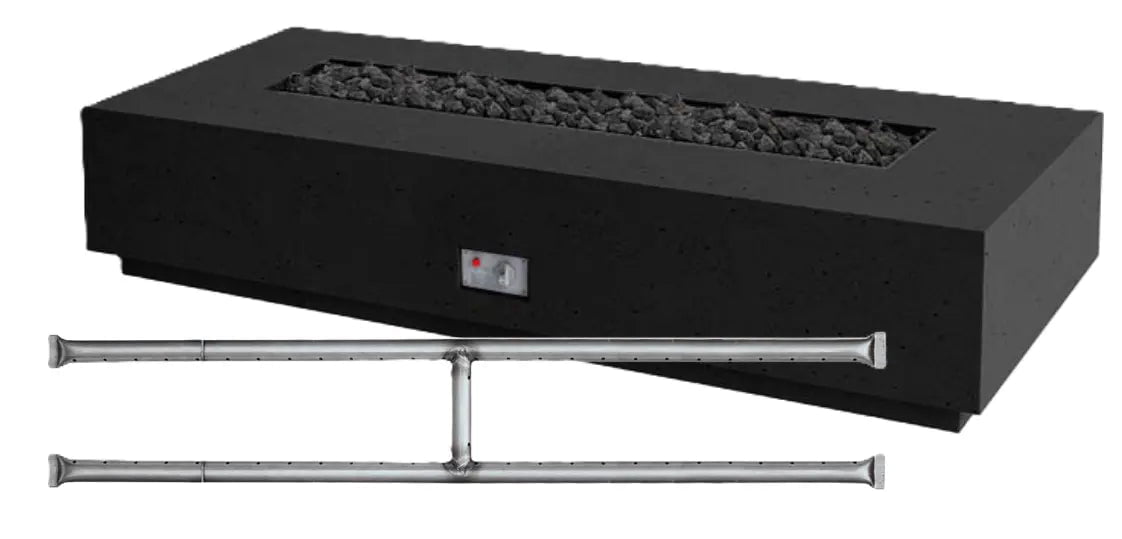 FireGear Sanctuary 1 Rectangular 76 inch Fire Table in Raven Black Fire Pits Stainless Steel Burner / Natural Gas / Match Throw (MT) 12045559