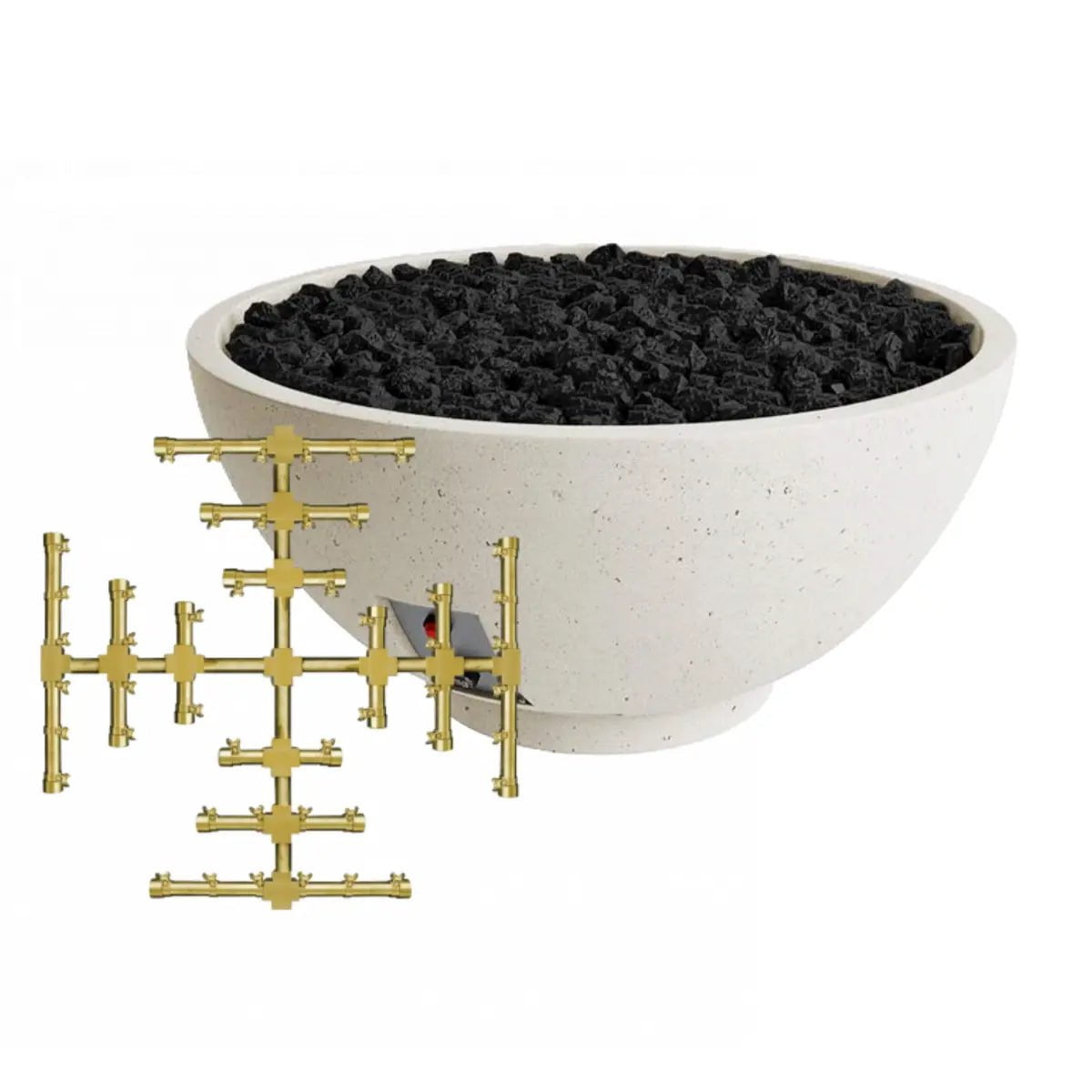 FireGear Sanctuary 3 Round 30" Fire Table in Arctic White Fire Pits Pro Series Burner / Natural Gas / Match Throw (MT) 12045259