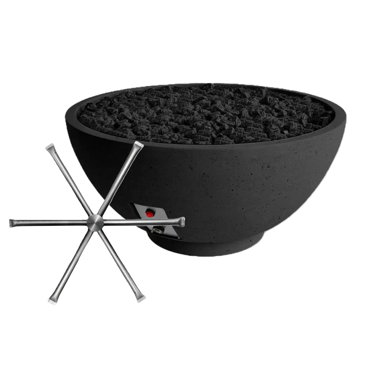 FireGear Sanctuary 3 Round 30 inch Fire Table in Raven Black Fire Pits Stainless Steel Burner / Natural Gas / Match Throw (MT) 12045687
