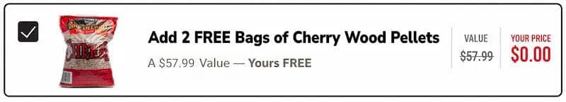2 free bags of cherry pellets with purchase