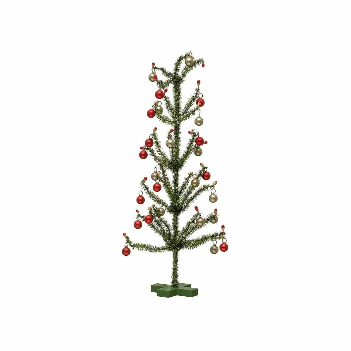 Green Tinsel Tress with Red & Silver Ornaments Seasonal & Holiday Decorations Large 12044787