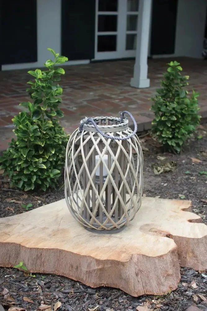 Grey Willow Lanterns with Glass Decor Small 12043405