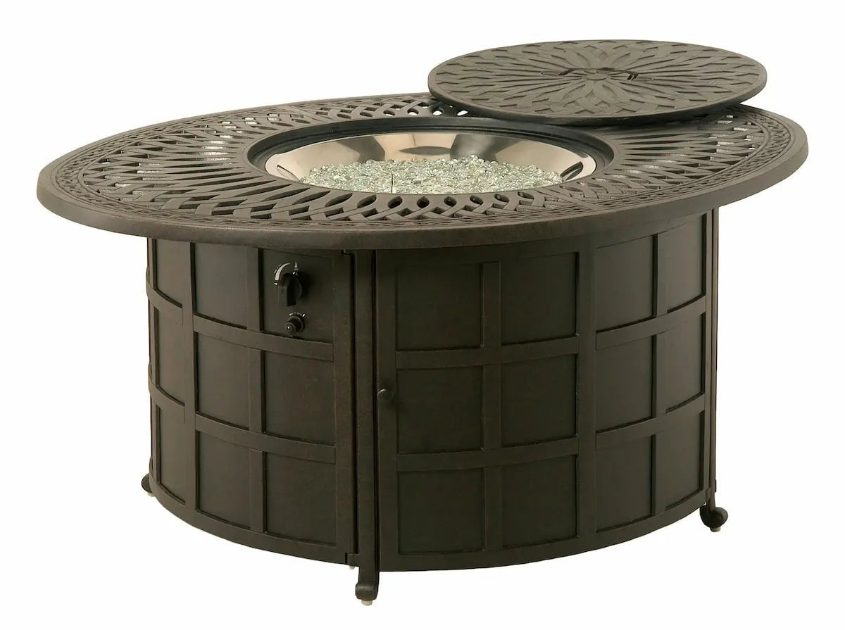 Hanamint Mayfair Oval Enclosed Fire Pit Coffee Table Outdoor Fireplaces