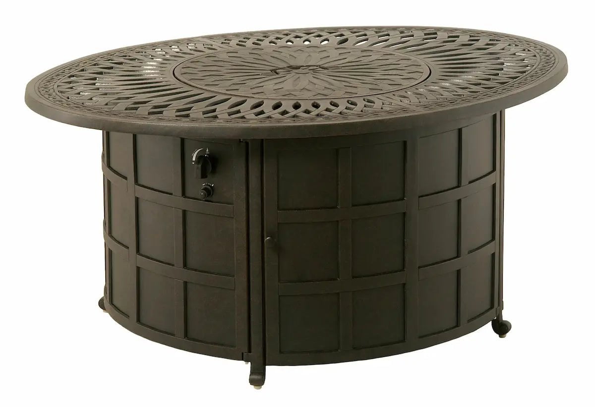 Hanamint Mayfair Oval Enclosed Fire Pit Coffee Table Outdoor Fireplaces