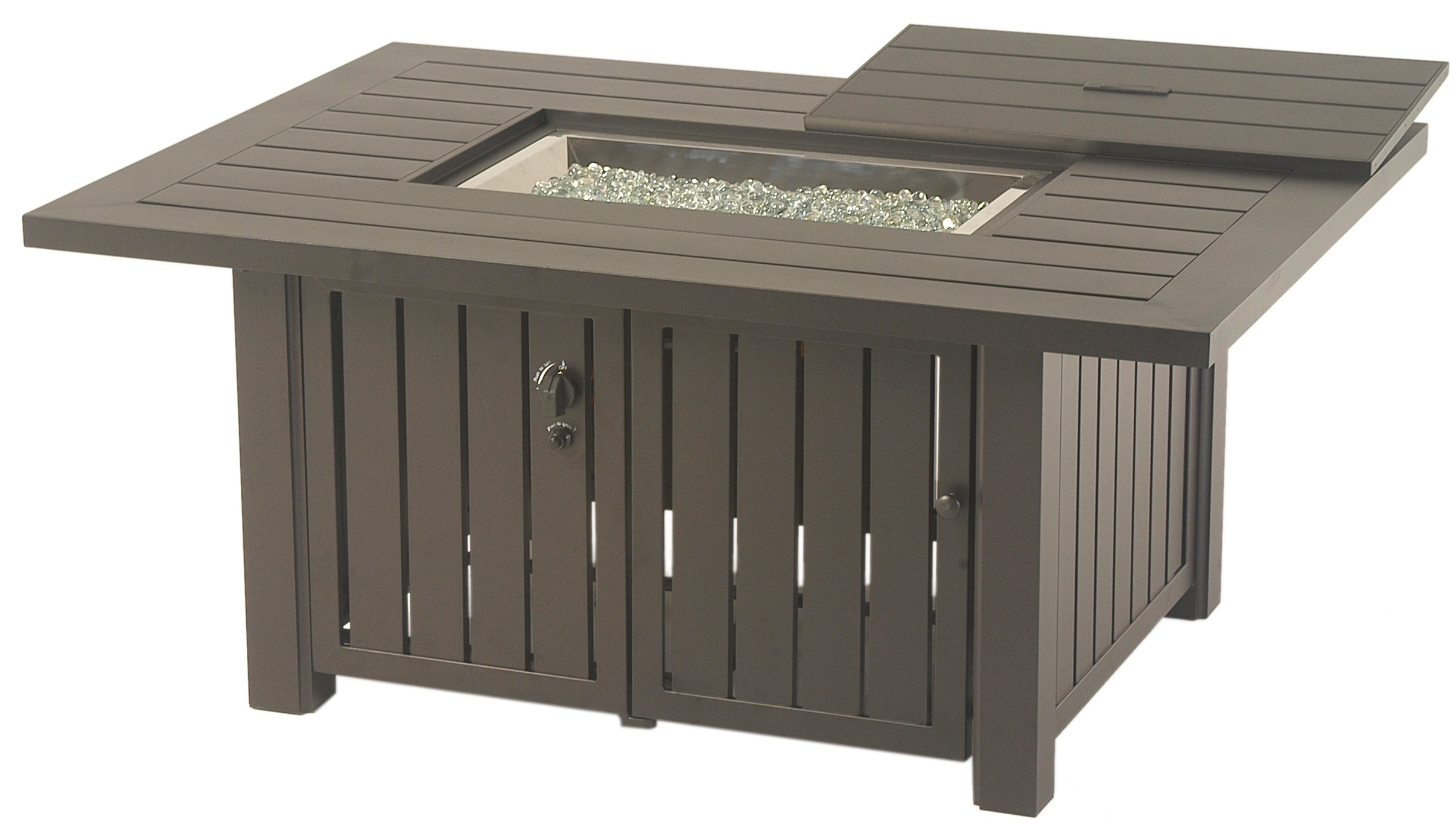 Hanamint Sherwood 39" x 56" Rectangular Enclosed Gas Fire Pit Coffee Table Fireplaces 12039140