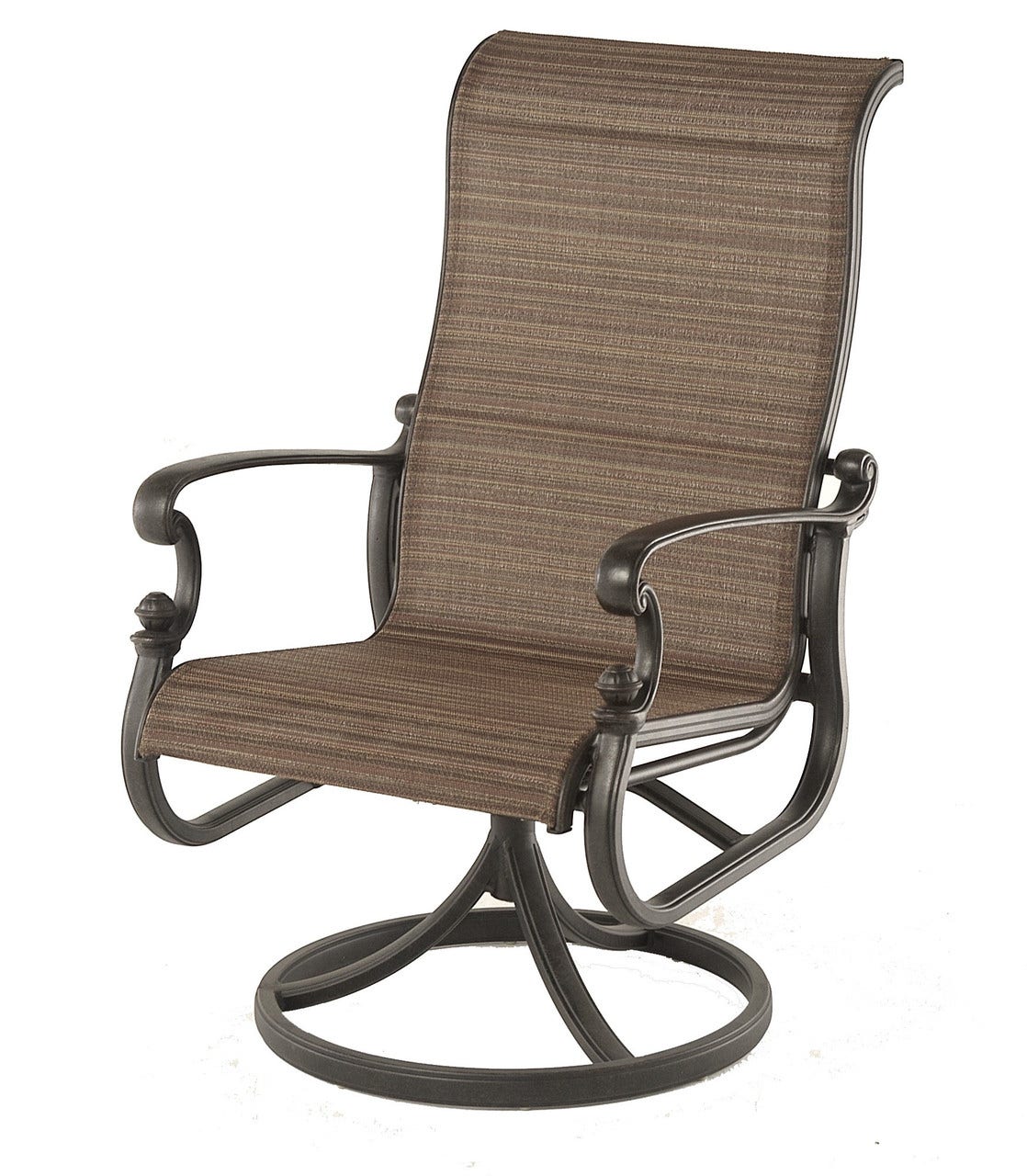 Hanamint St Augustine Swivel Rocker Sling Dining Chair in Desert Bronze Finish with Destiny Sand Sling Outdoor Chairs 12037759