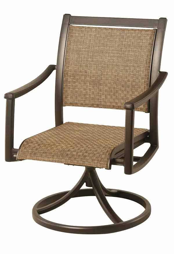 Hanamint Stratford Sling Dining Swivel Rocker with Augustine Pewter Sl