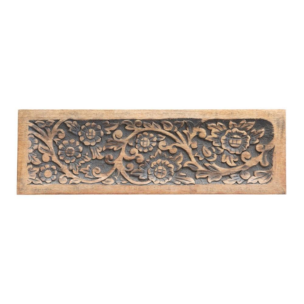 HandCarved Mango Wood Tray with Floral Motif