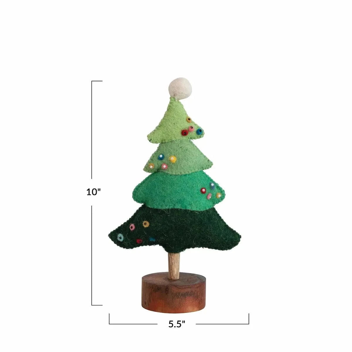 Handmade Ombre Green Wool Felt Tree with Beads and Pom Pom Seasonal & Holiday Decorations 12044688