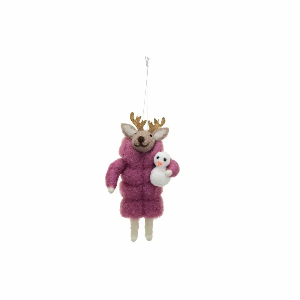 Handmade Wool Felt Animals in Winter Coat Ornaments Holiday Ornaments Style 3 12044762