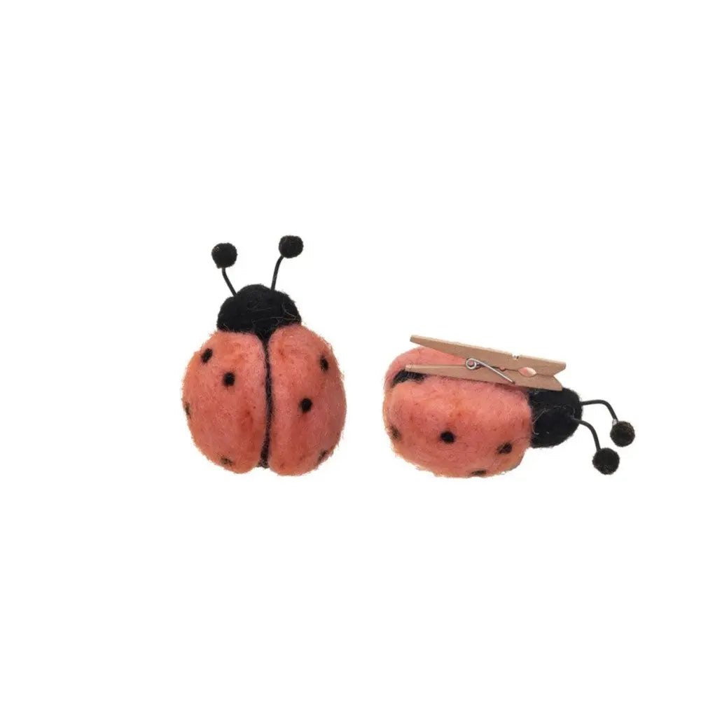 Handmade Wool Felt Ladybug Clip-On Ornaments Seasonal & Holiday Decorations Pink 12044817