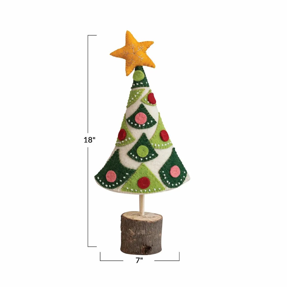 Handmade Wool Felt Tree with Star and Colorful Applique Seasonal & Holiday Decorations 12044687
