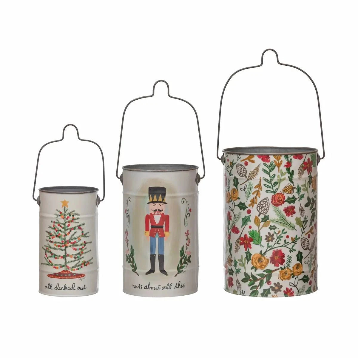 Holiday Metal Buckets with Handle Seasonal & Holiday Decorations Large 12039215