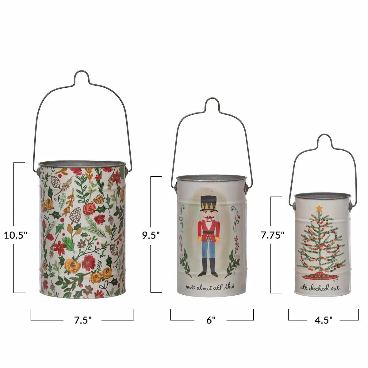 Holiday Metal Buckets with Handle Seasonal & Holiday Decorations Large 12039215