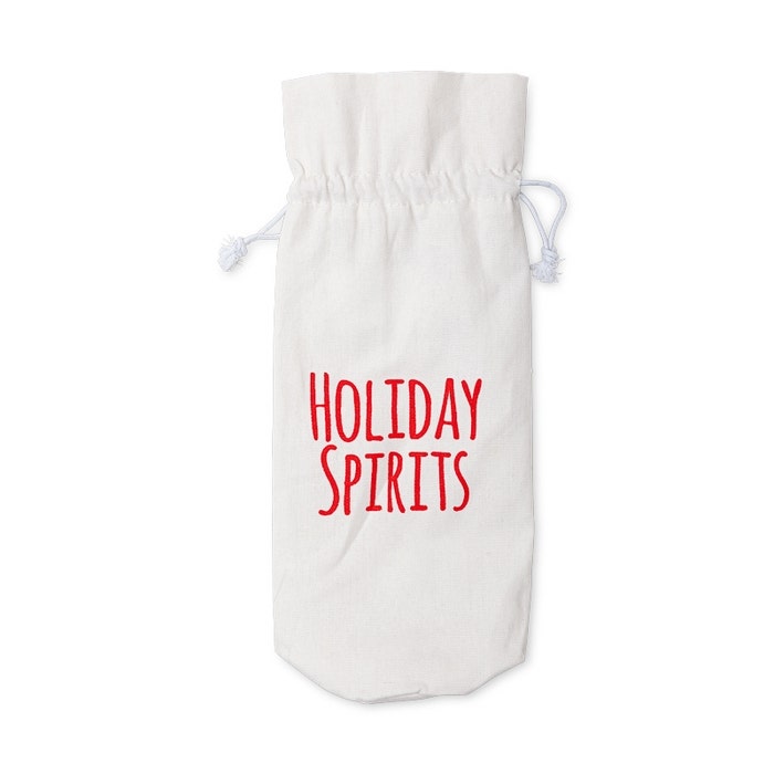 "Holiday Spirits" White Fabric Wine Bag Holiday Spirits 12028894