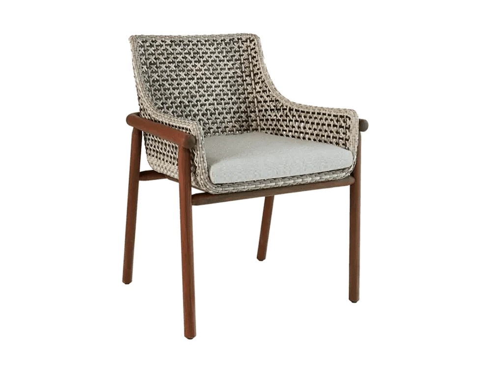 Jensen Outdoor Forte Dining Arm Chair with Linen Silver Cushions | FLOOR MODEL 12031102