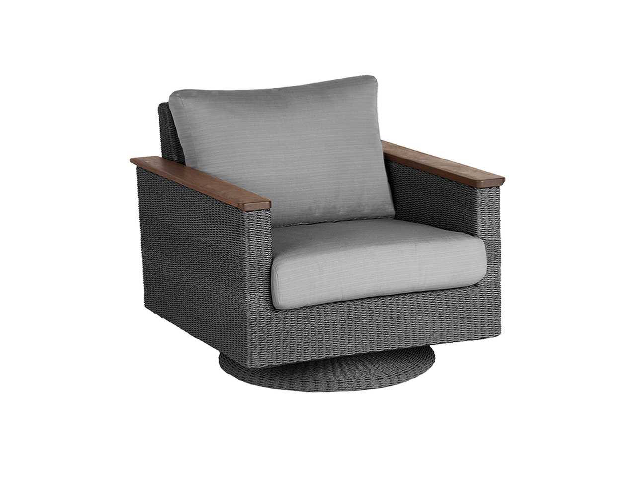 Jensen Outdoor Swivel Lounge Chair in Gray Weave with Bodhi Char Fabric 12038901