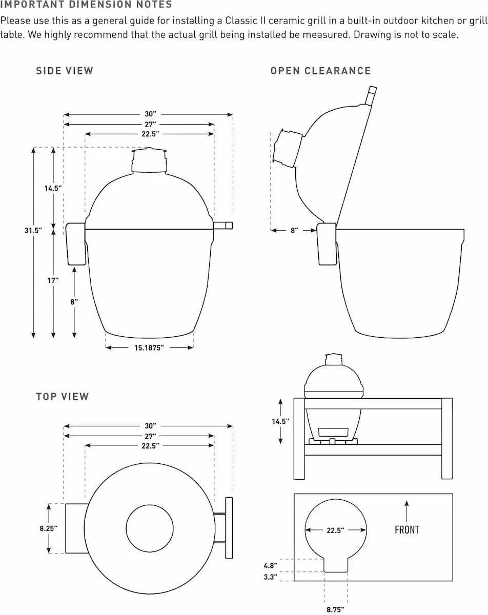 Kamado Joe Classic II Ceramic BBQ Grill with Cart Outdoor Grills 12026422