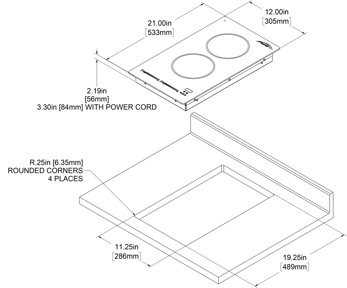 Kenyon Bridge Induction 2 Burner Cooktop, 120V, Portrait, w/ Mat Outdoor Grills 12042061