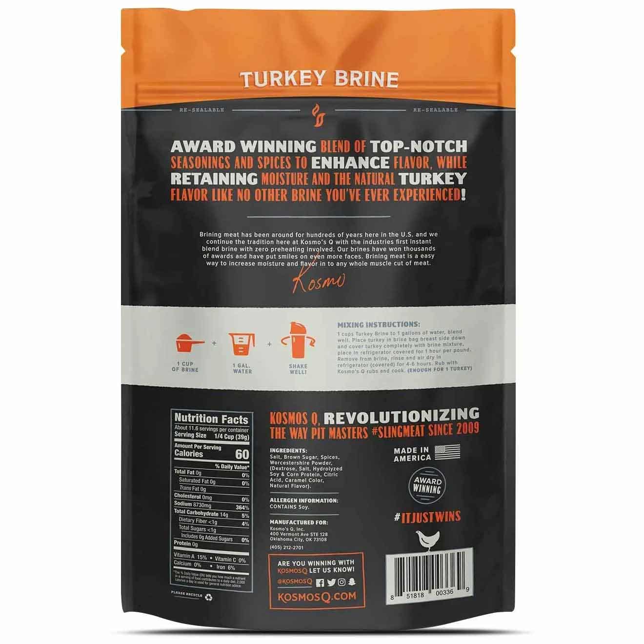 Kosmo's Q Turkey Brine, 16 ounce bag