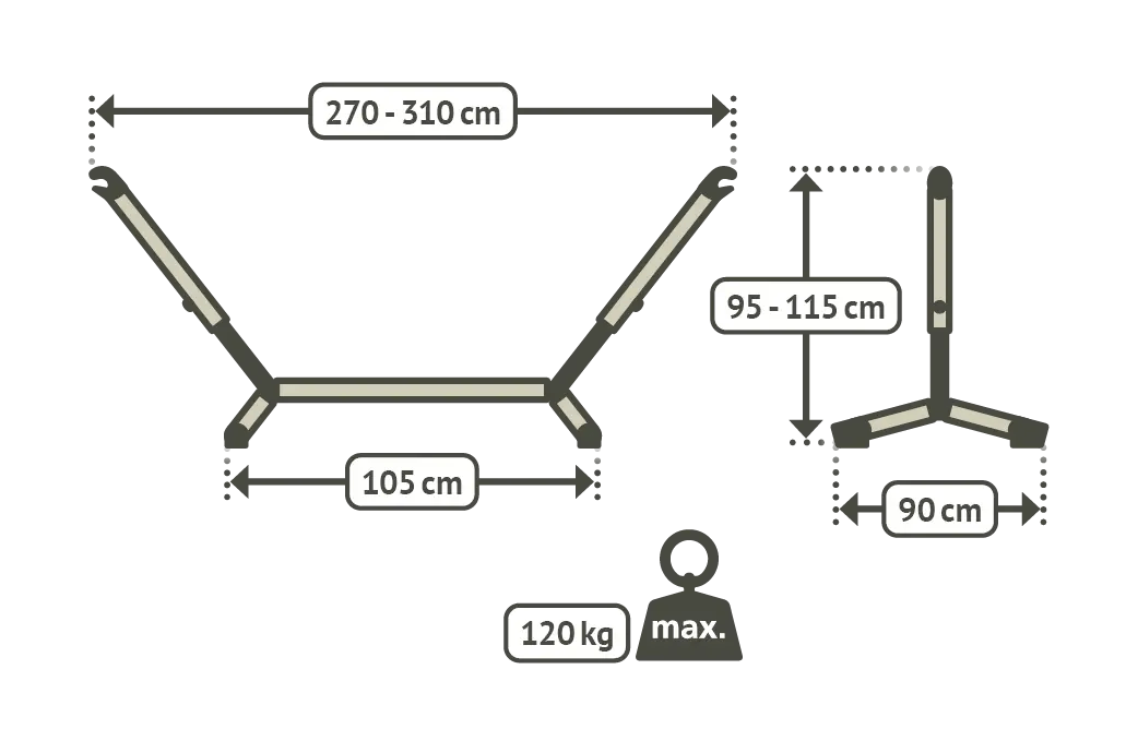 La Siesta Nautico Powder Coated Steel Stand for Single Hammocks in Cool Gray Finish Hammock Parts & Accessories 12030543