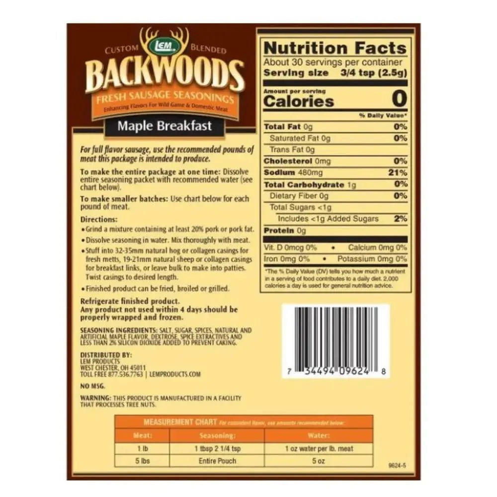 LEM Maple Breakfast Sausage Seasoning for 5 Lbs Seasonings & Spices 12042129