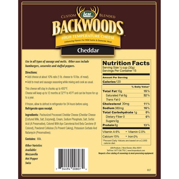LEM Products Backwoods High-Temperature Cheddar Cheese Herbs & Spices 12026742