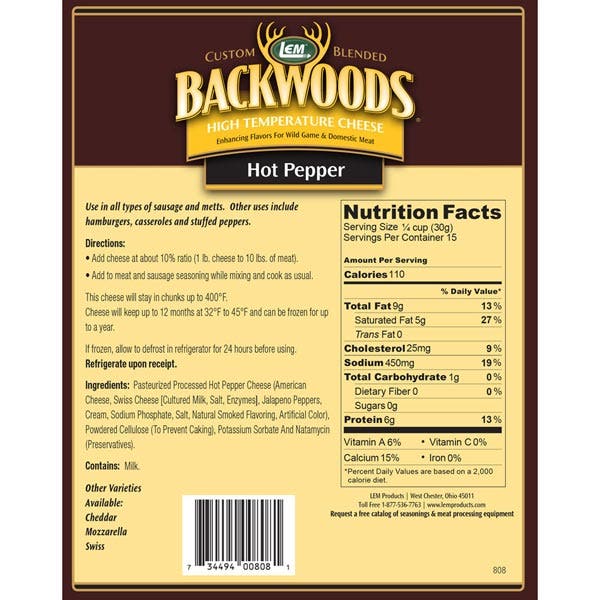 LEM Products Backwoods High-Temperature Hot Pepper Cheese Herbs & Spices 12026743