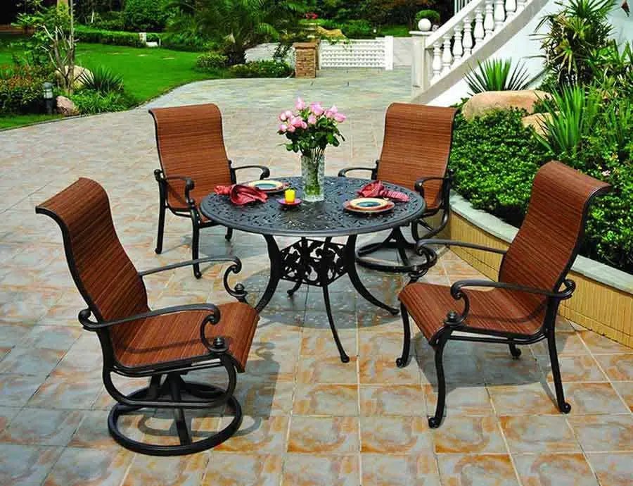 LOCAL SALE | Hanamint St. Augustine Sling Dining Chair with Copper Spice Fabric Outdoor Chairs 12026465
