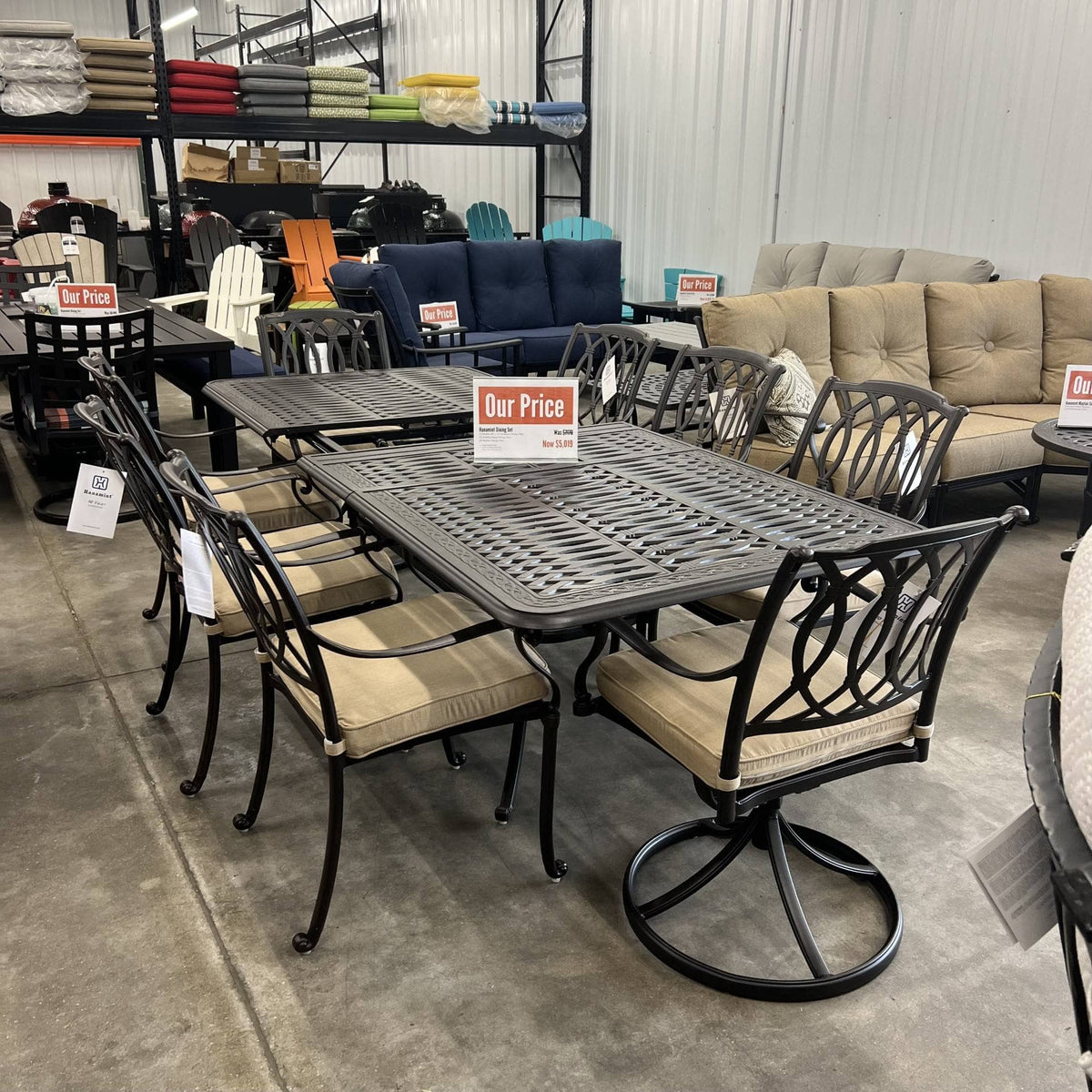 Local Special: Hanamint Mayfair Extension Dining Table and Eight Mayfair Dining Chairs in Desert Bronze