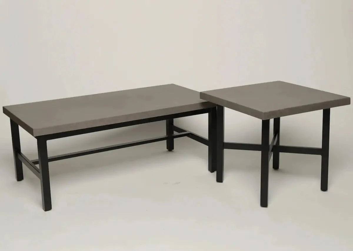 Local Special, Patio Renaissance, Athena, End Table & Coffee Table Set, Ebony Finish, Faux Concrete Top 12044414